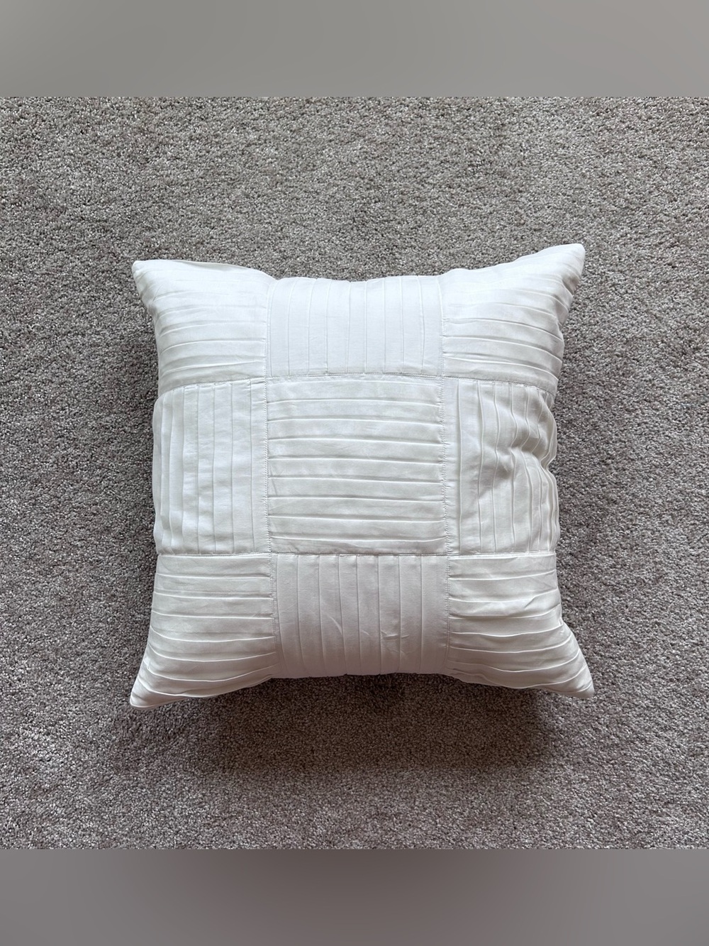 Pottery Barn 20x20 Pleated Geo Cotton Pillow Cover Cream White Neutral Square